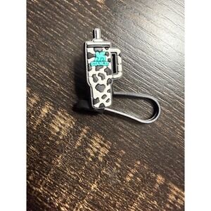 Stanley Tumbler Charm Cow Print Turquoise Blue Logo Keychain‎ Accessory